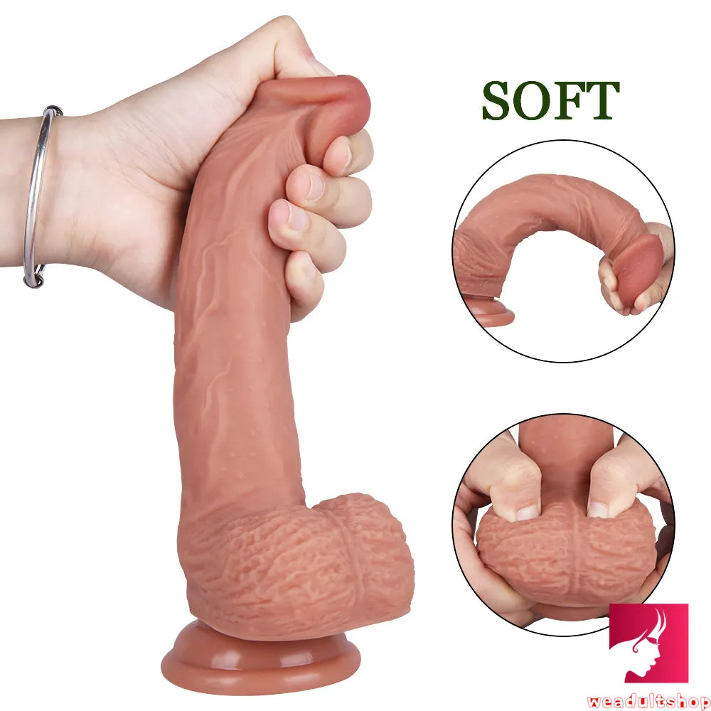 8.66in Realistic Glans Dildo With Blue Veins Lifelike Testicles