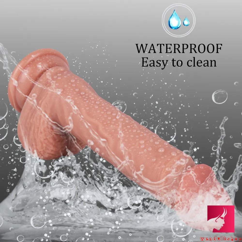 8.66in Realistic Glans Dildo With Blue Veins Lifelike Testicles