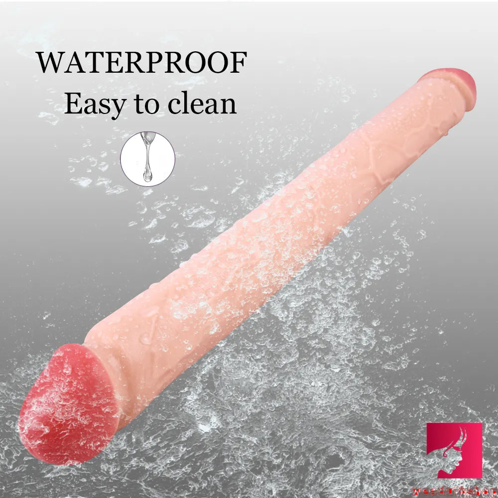 18.11in Long Skinny Dildo Smooth Double Soft Silicone Kiss Sex Toy weadultshop