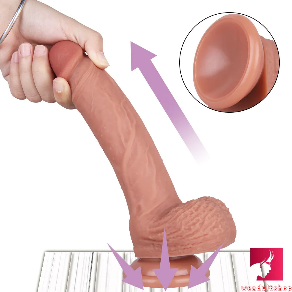 8.66in Realistic Glans Dildo With Blue Veins Lifelike Testicles