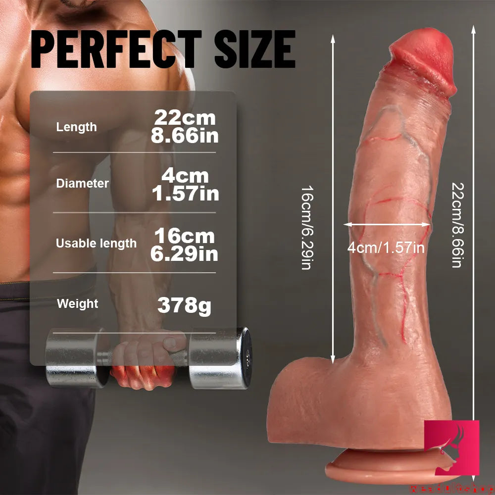 8.66in 10.43in Super Realistic Stick On Asian Huge Penis Dildo