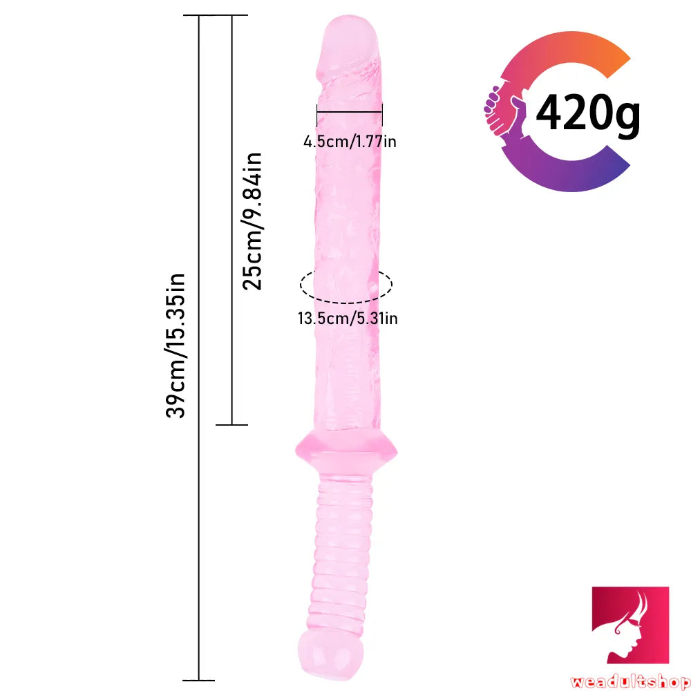 15.35in Realistic Sword Dildo With Handle For Women Masturbation