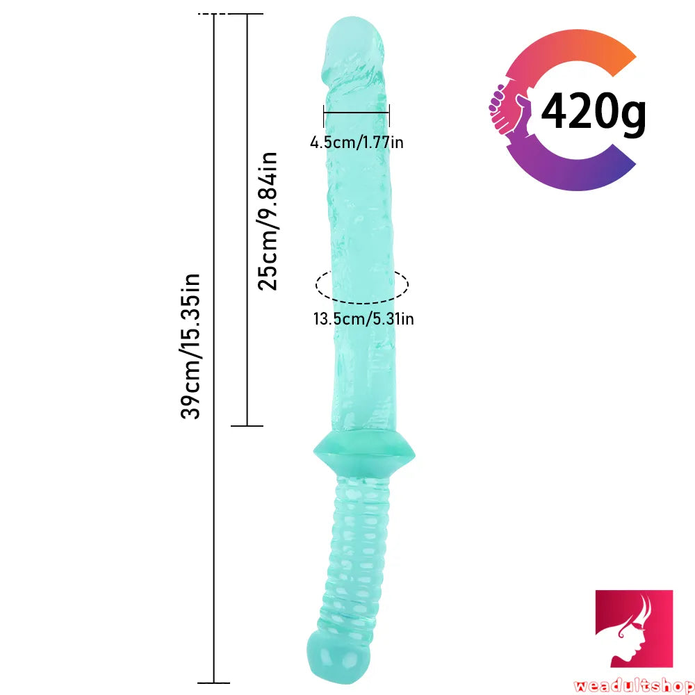 15.35in Realistic Sword Dildo With Handle For Women Masturbation