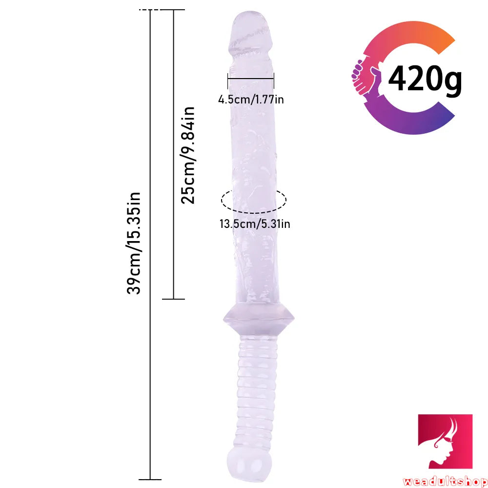 15.35in Realistic Sword Dildo With Handle For Women Masturbation
