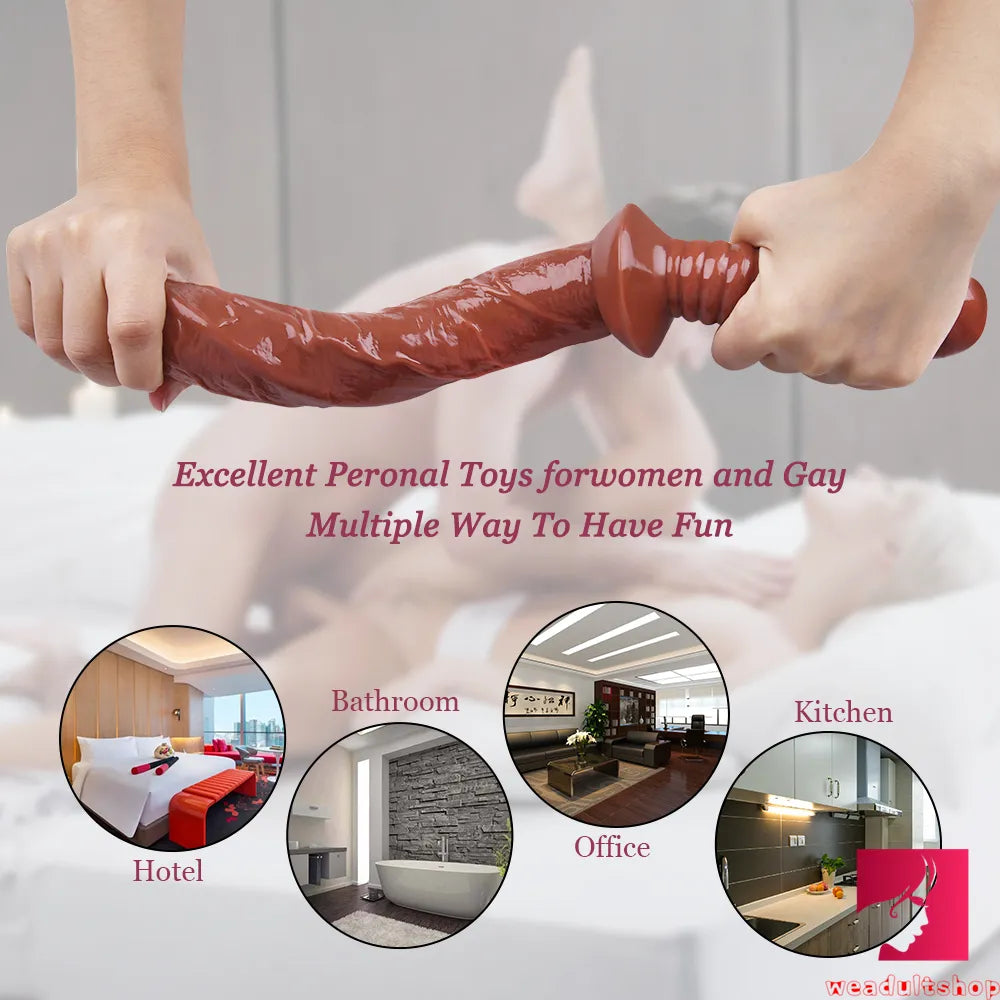 15.35in Realistic Sword Dildo With Handle For Women Masturbation