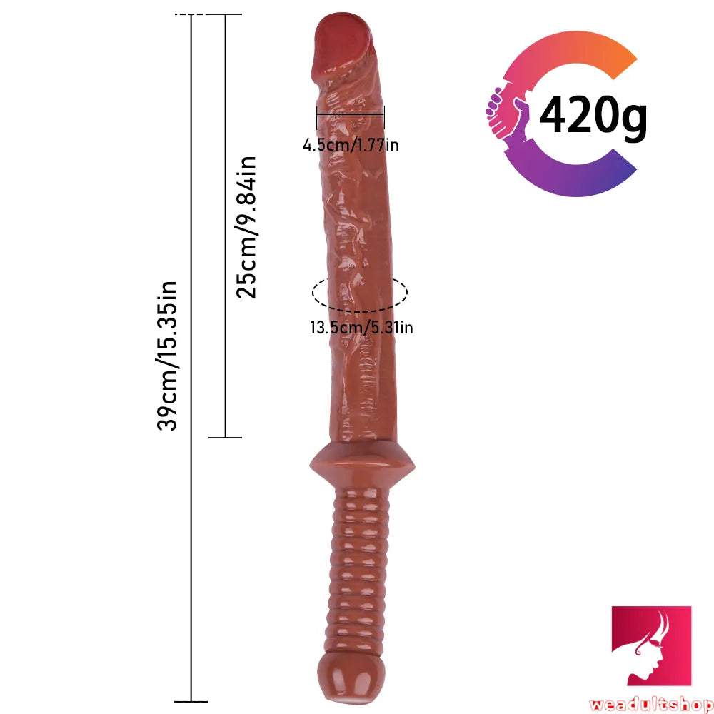 15.35in Realistic Sword Dildo With Handle For Women Masturbation