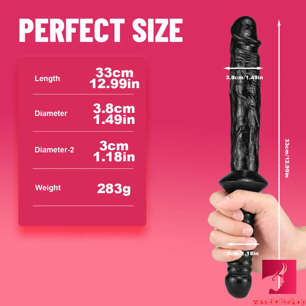 12.99in Big Black Sword Dildo Skin Feeling Realistic Penis Toy