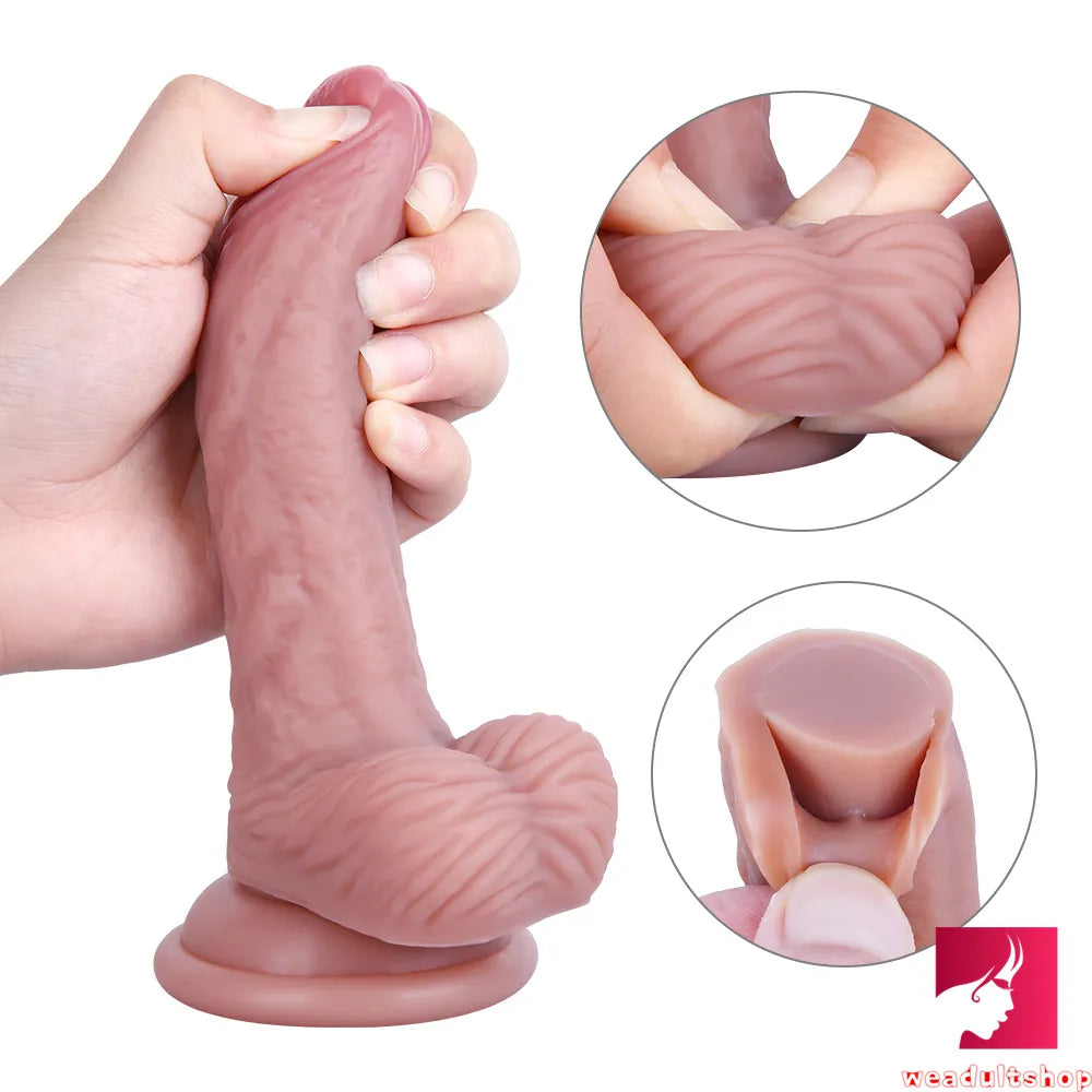 6.3in Curved Flexible Real Looking Dildo Adult Toy For Females