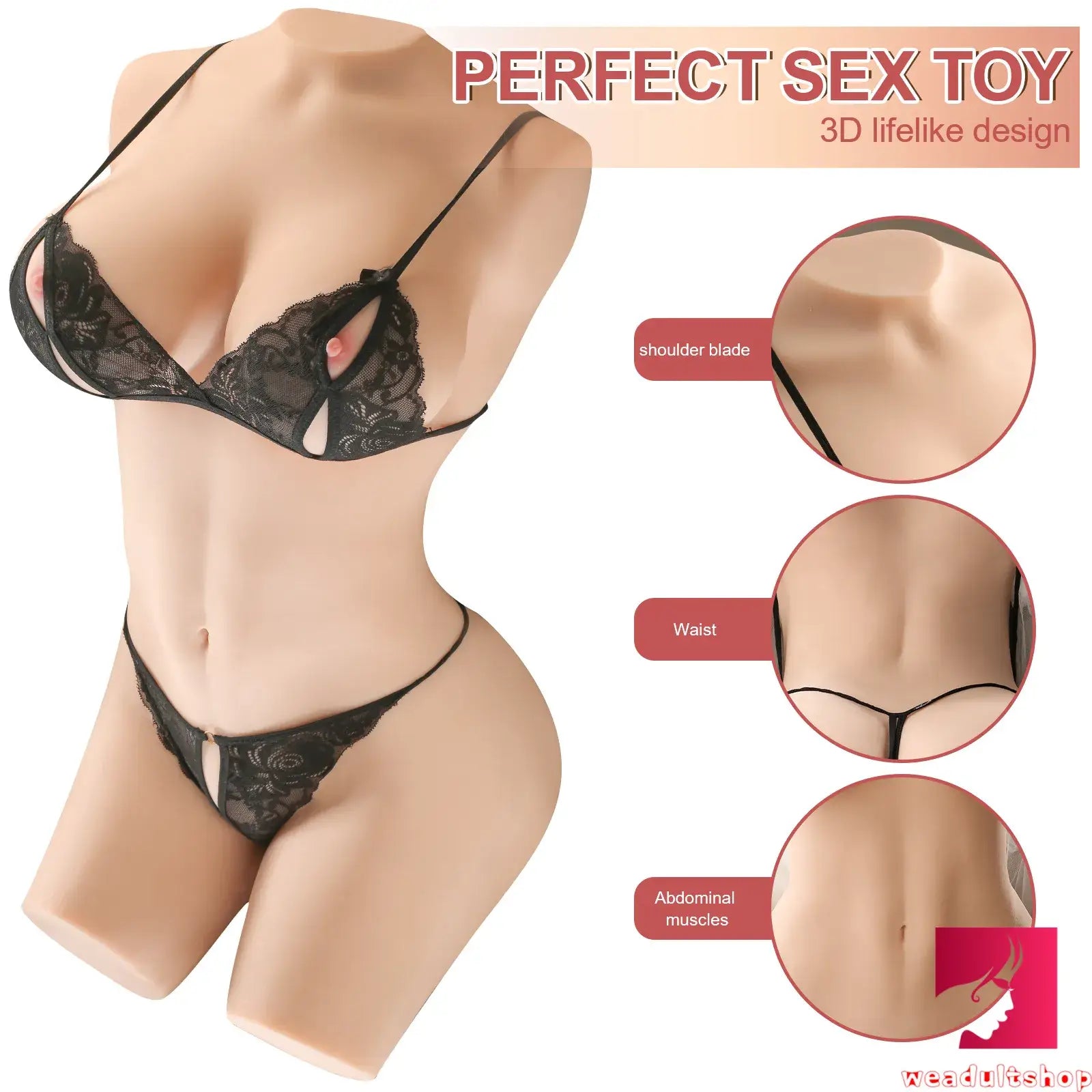 89.29lb 3D Lifelike Women Lady TPR Sex Doll Torso For Men Orgasm