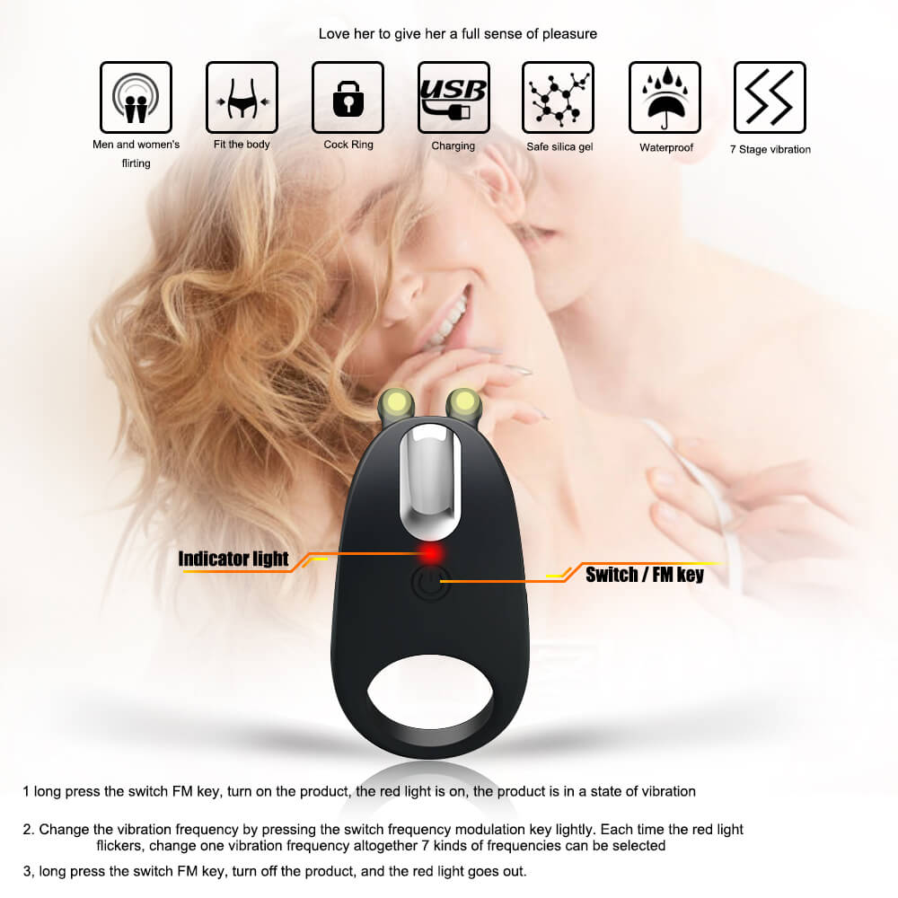 Fat Rabbit 7 Frequency Vibrating Penis Ring Sex Vibrator For Women - Adult Toys