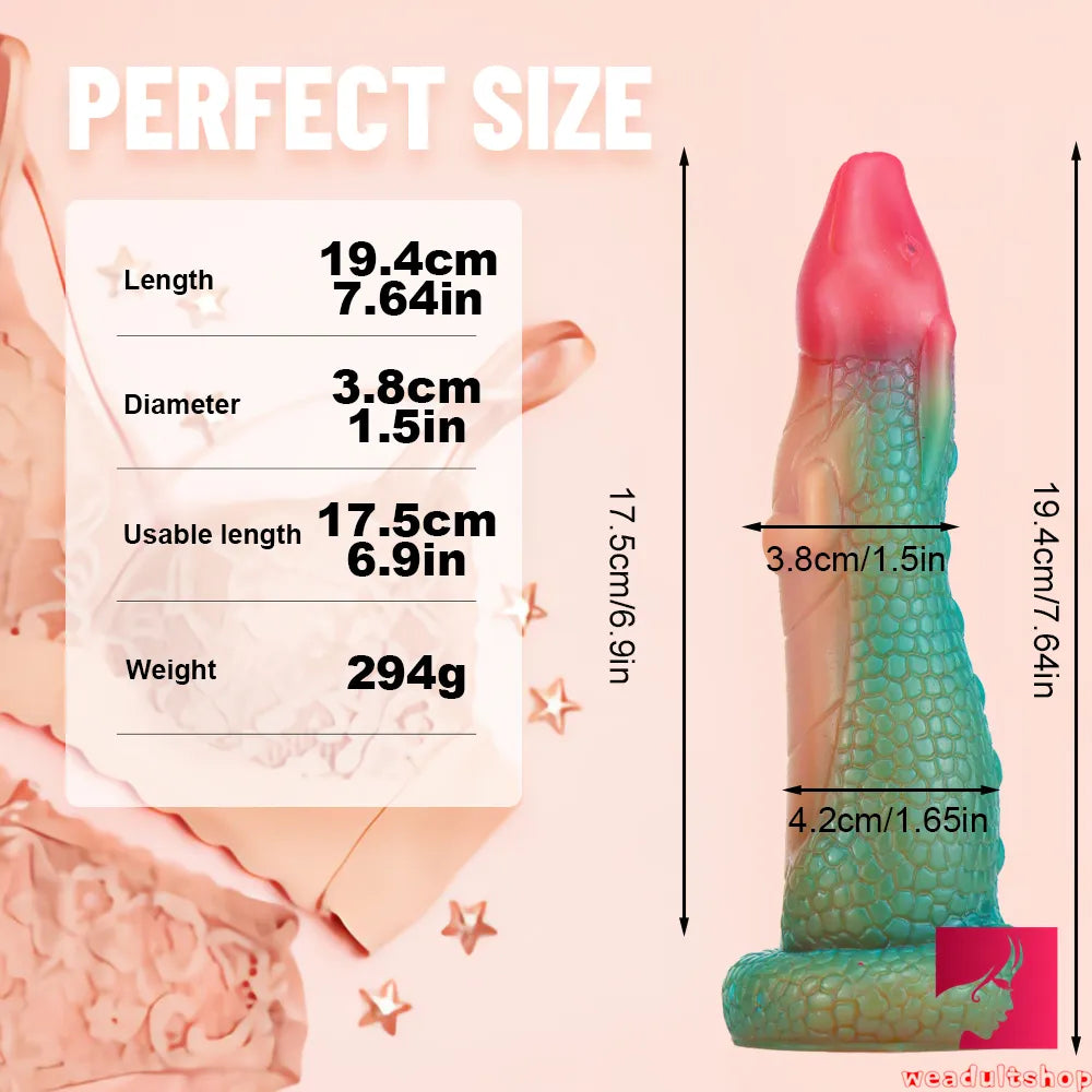 7.64in Beautiful Makeup Lifelike Dragon Soft Dildo Adult Toy