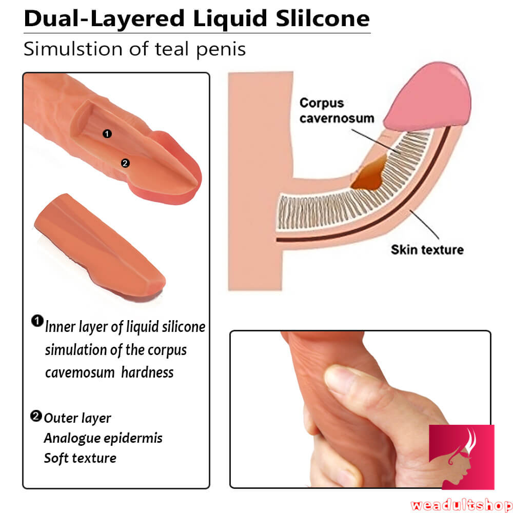 8.26in Double Layer Silicone Lifelike Dildo Adult Sex Toy