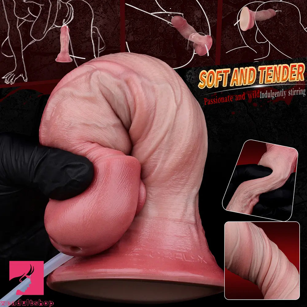 7.05in Inner Hardness Outer Flexible Dual Density Silicone Ejaculating Dildo