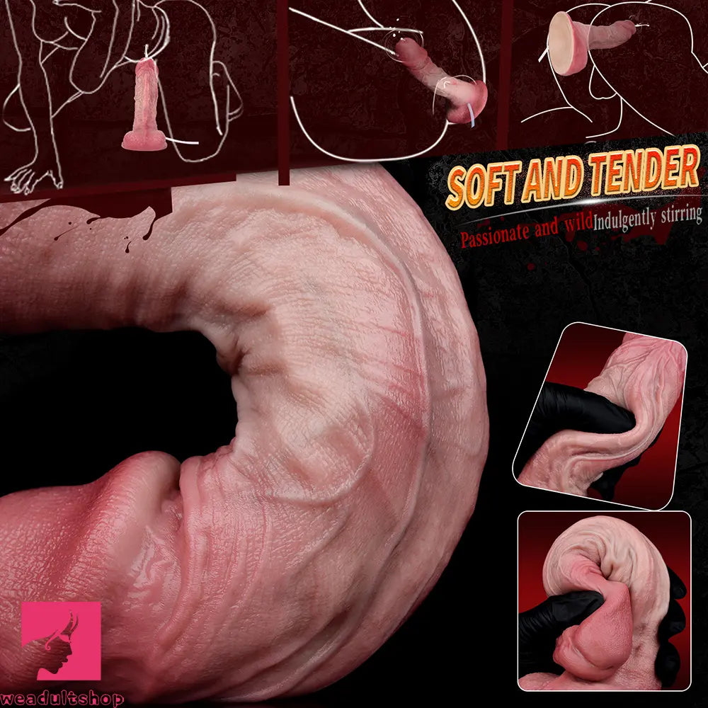 7.36in Realistic Vessel Texture Dual Density Silicone Ejaculating Dildo