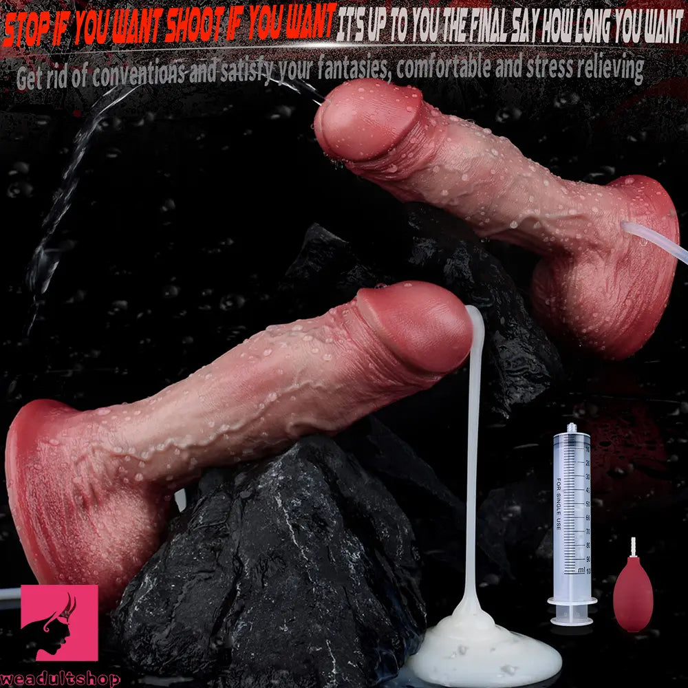 7.05in Inner Hardness Outer Flexible Dual Density Silicone Ejaculating Dildo