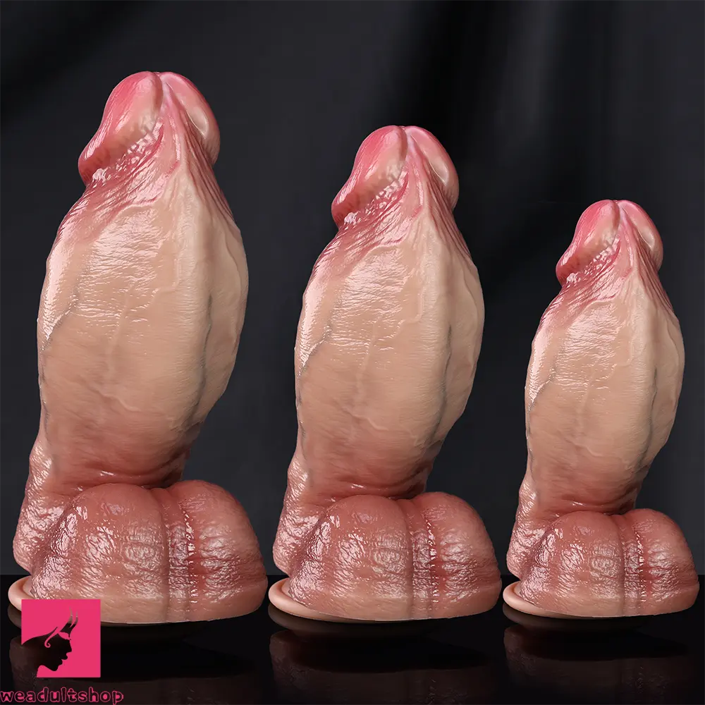 7in 8.6in 9.8in Protruding Cyan Veins Dildo With Winkkled Balls Thick Dildo
