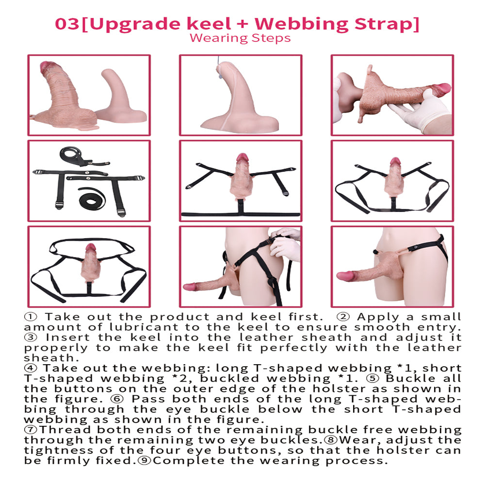 8.07in Realistic Strap on Extender Cock Sleeve Dildo Stretchable Cock Ring