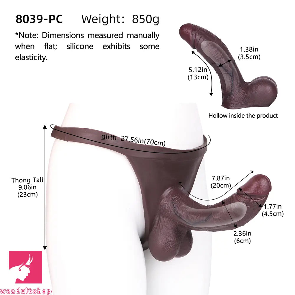 7.87in Lifelike Hollow Strap on Dildo Panty For Stimulation Expansion Toy