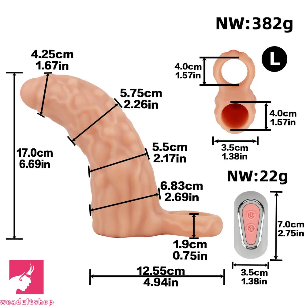 5.91in 6.69in Vibrating Cock Sleeve Dildo With Cock Ring For Gay Female