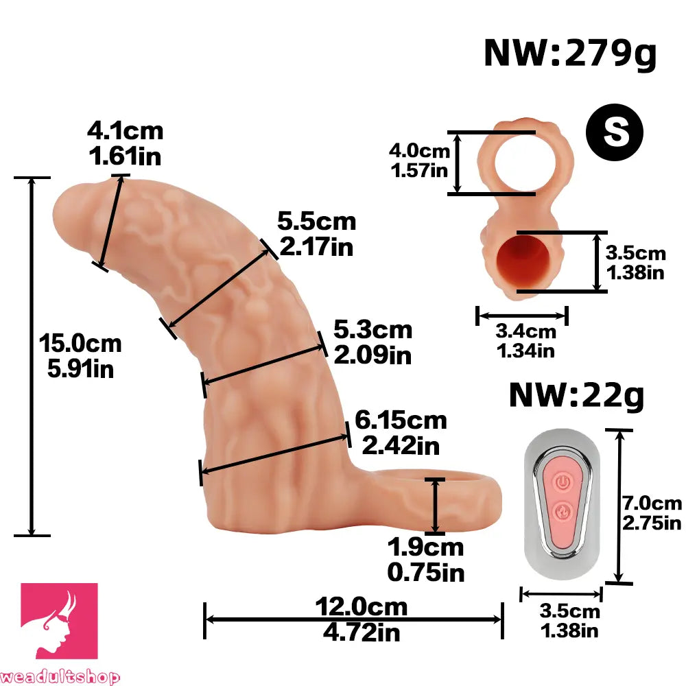 5.91in 6.69in Vibrating Cock Sleeve Dildo With Cock Ring For Gay Female
