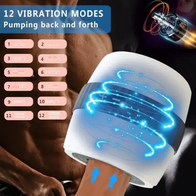 3D 3X7 Vibrating Modes Two-Way Pumping Male Penis Masturbator