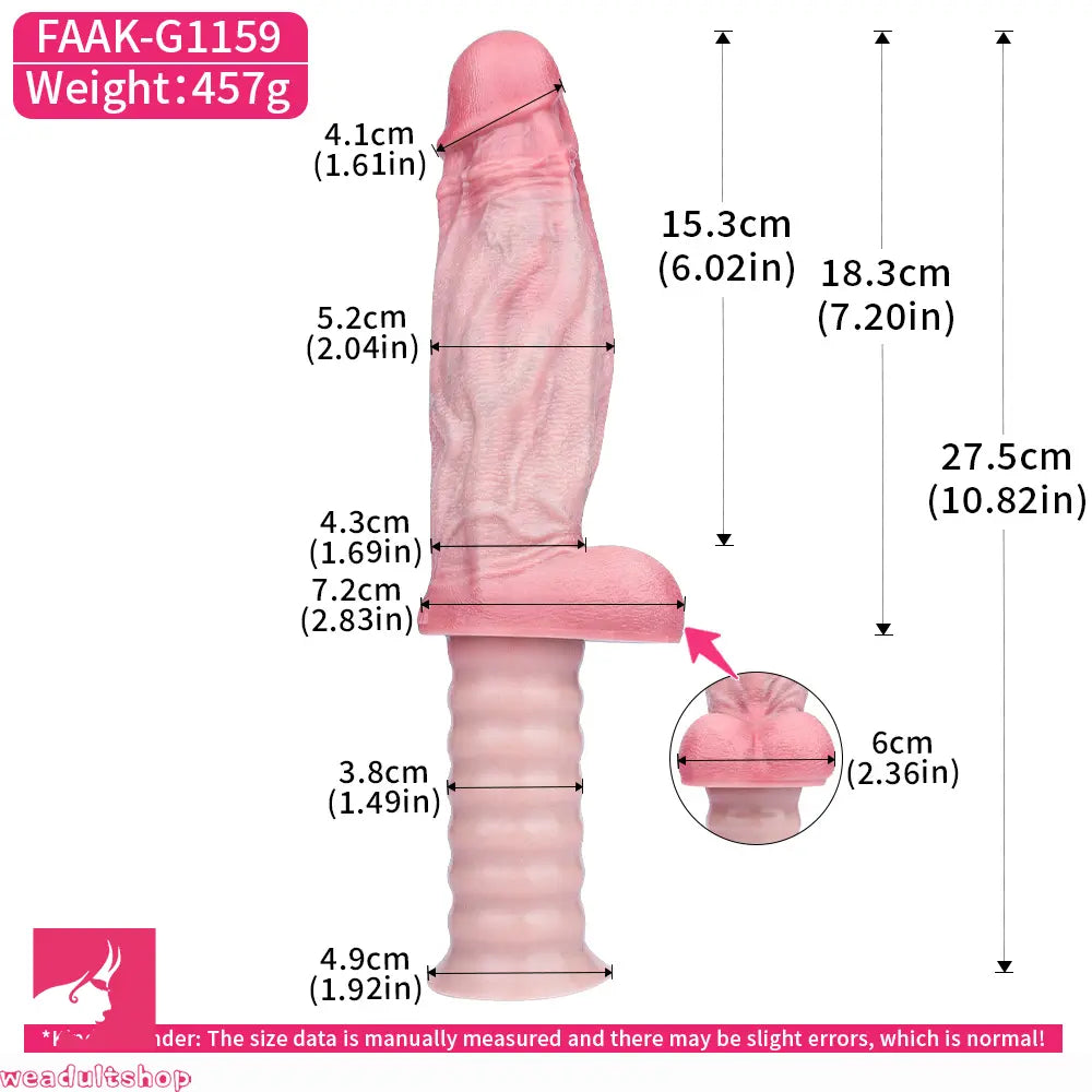 10.82in Real Feeling Double Layer Silicone Soft Handle Flexible Feel Dildo