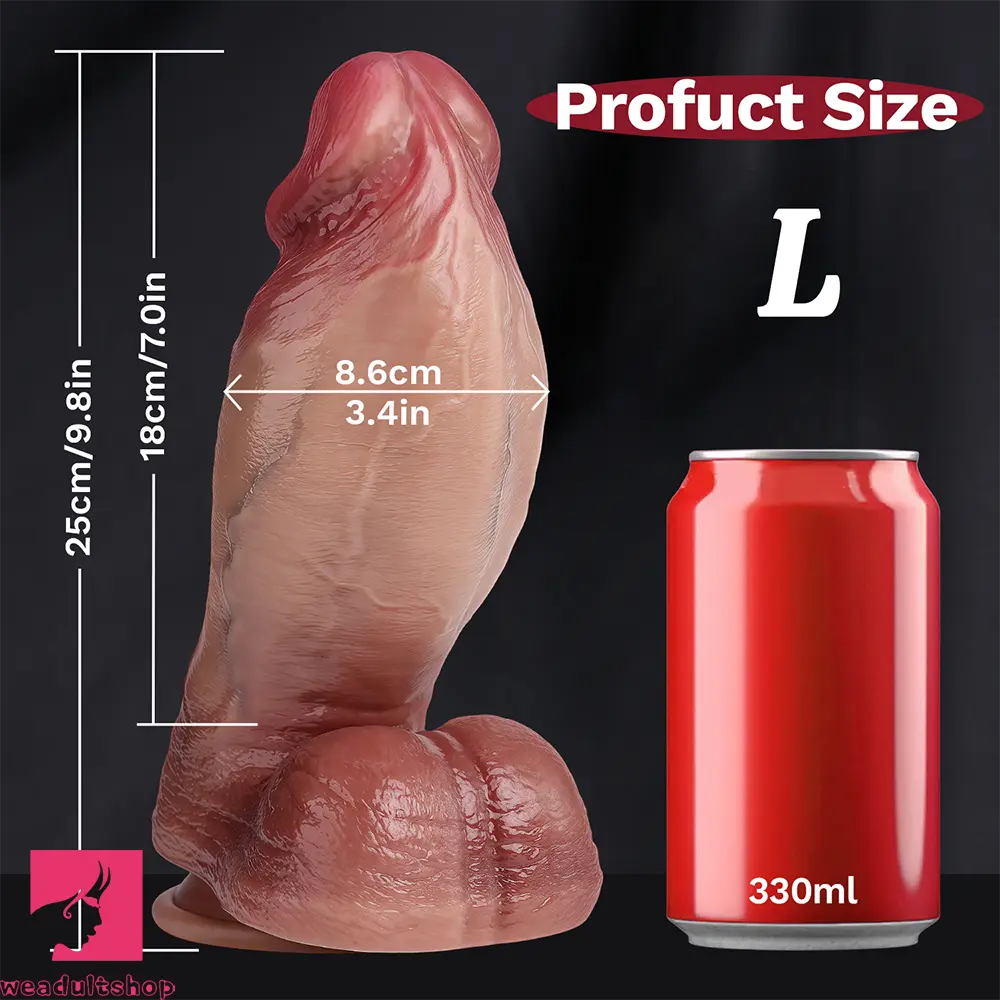 7in 8.6in 9.8in Protruding Cyan Veins Dildo With Winkkled Balls Thick Dildo