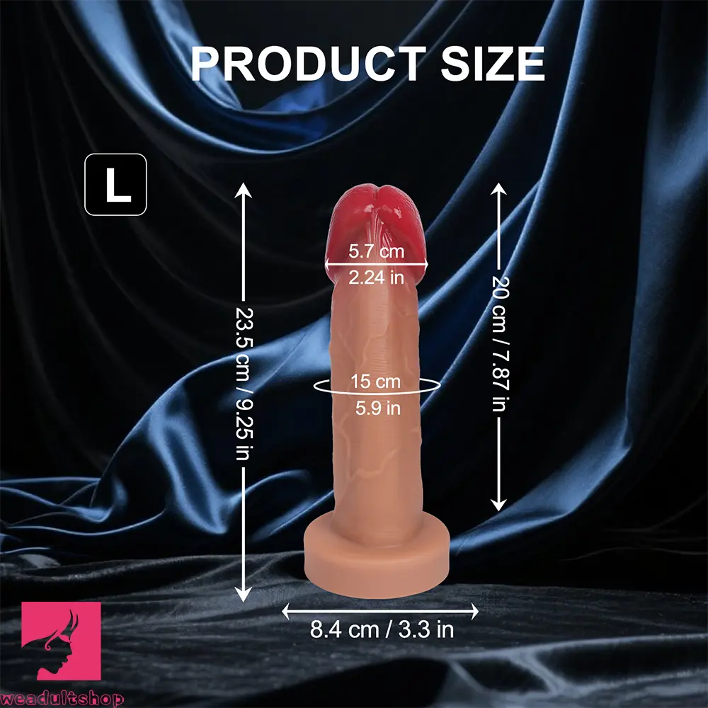 6.69in 8.26in 9.25in 10.62in 12.79in Mushroom Head Silicone Real Dildo