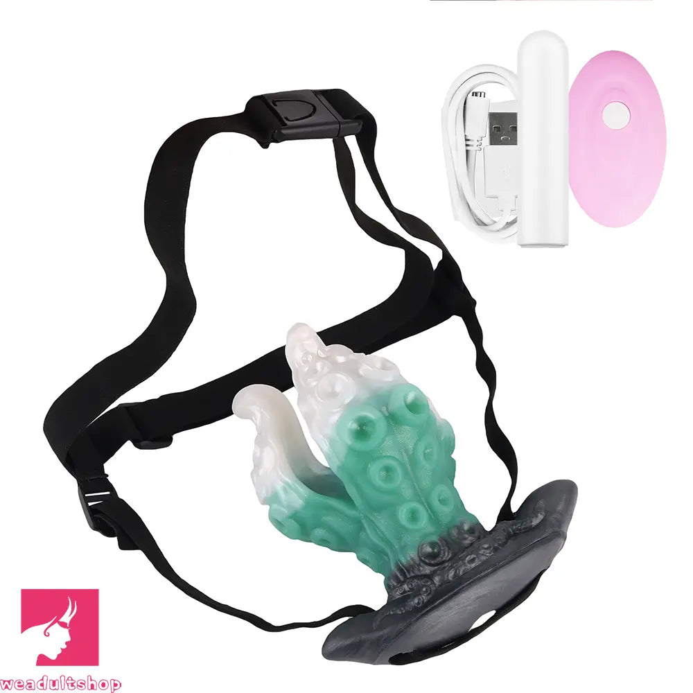 4.25in 5.15in 6.22in Odd Anchor Strap on Vibrating Mouth Gag Tentacle Dildo