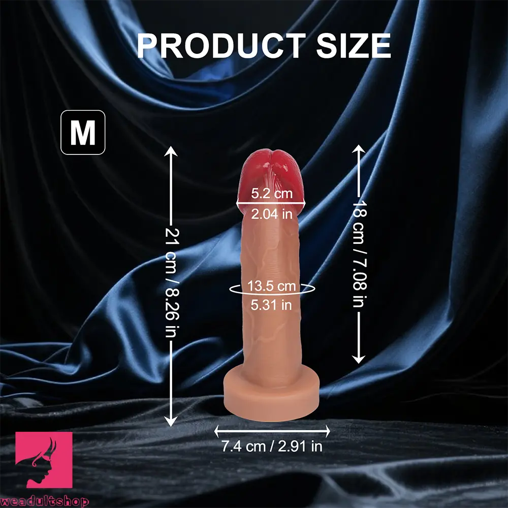 6.69in 8.26in 9.25in 10.62in 12.79in Mushroom Head Silicone Real Dildo