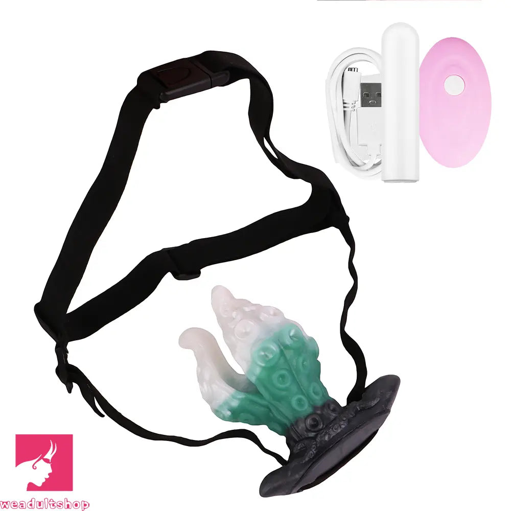 4.25in 5.15in 6.22in Odd Anchor Strap on Vibrating Mouth Gag Tentacle Dildo