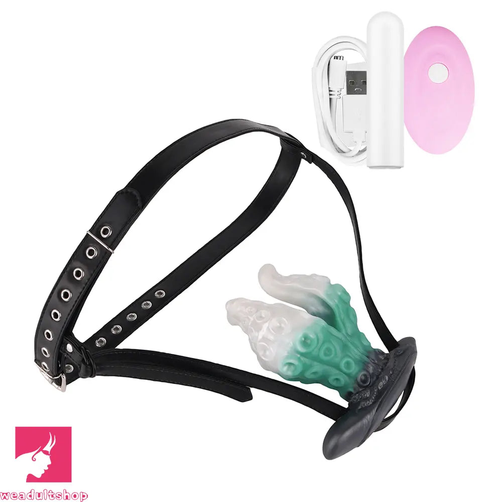 4.25in 5.15in 6.22in Odd Anchor Strap on Vibrating Mouth Gag Tentacle Dildo