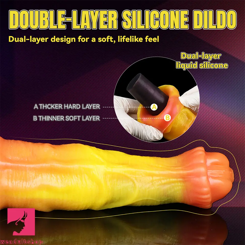 10.82in 13.85in 17.4in Dual Layer Silicone Horse Animal Huge Dildo Cock