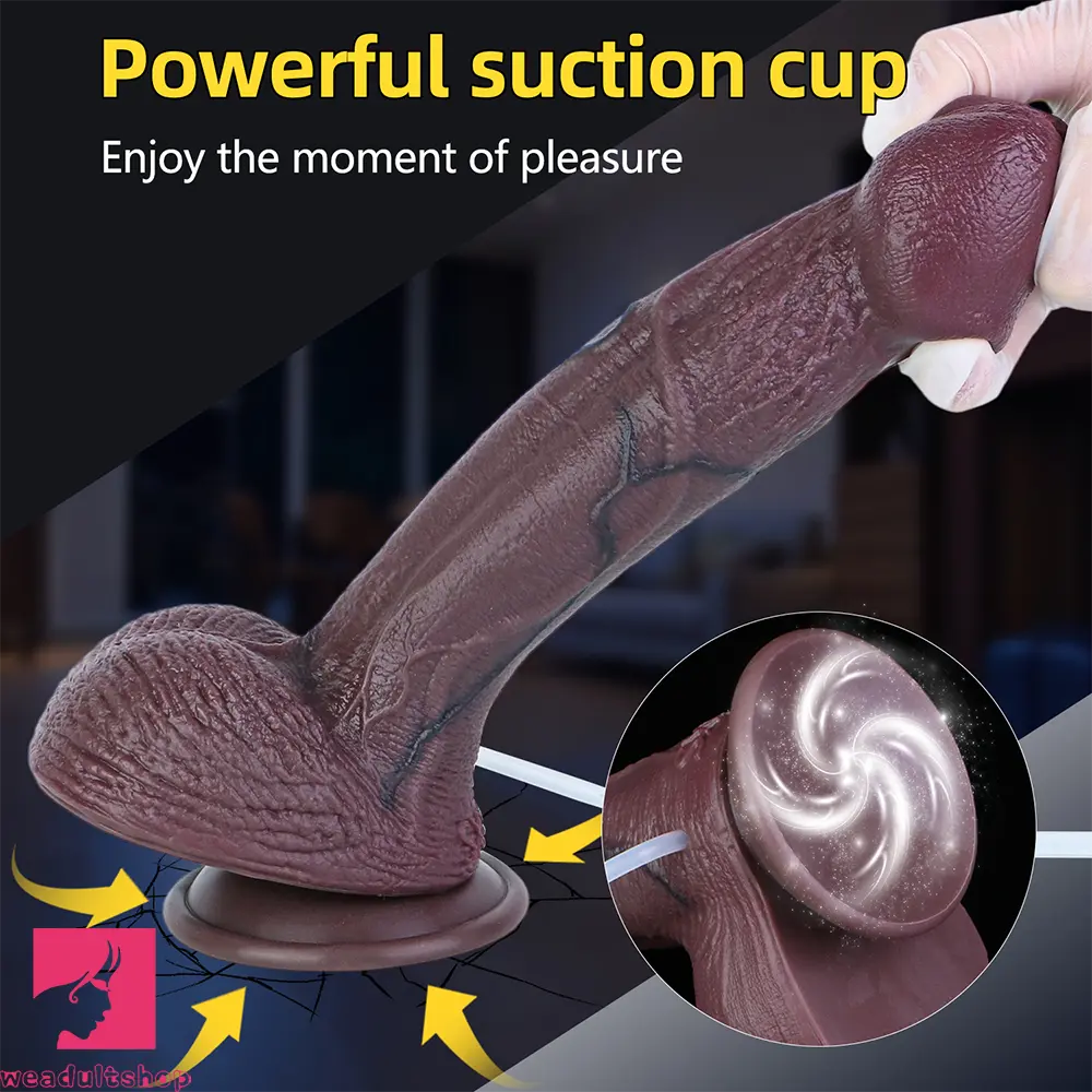 9.72in Manual Male Female Dual Density Silicone Ejaculating Soft Dildo