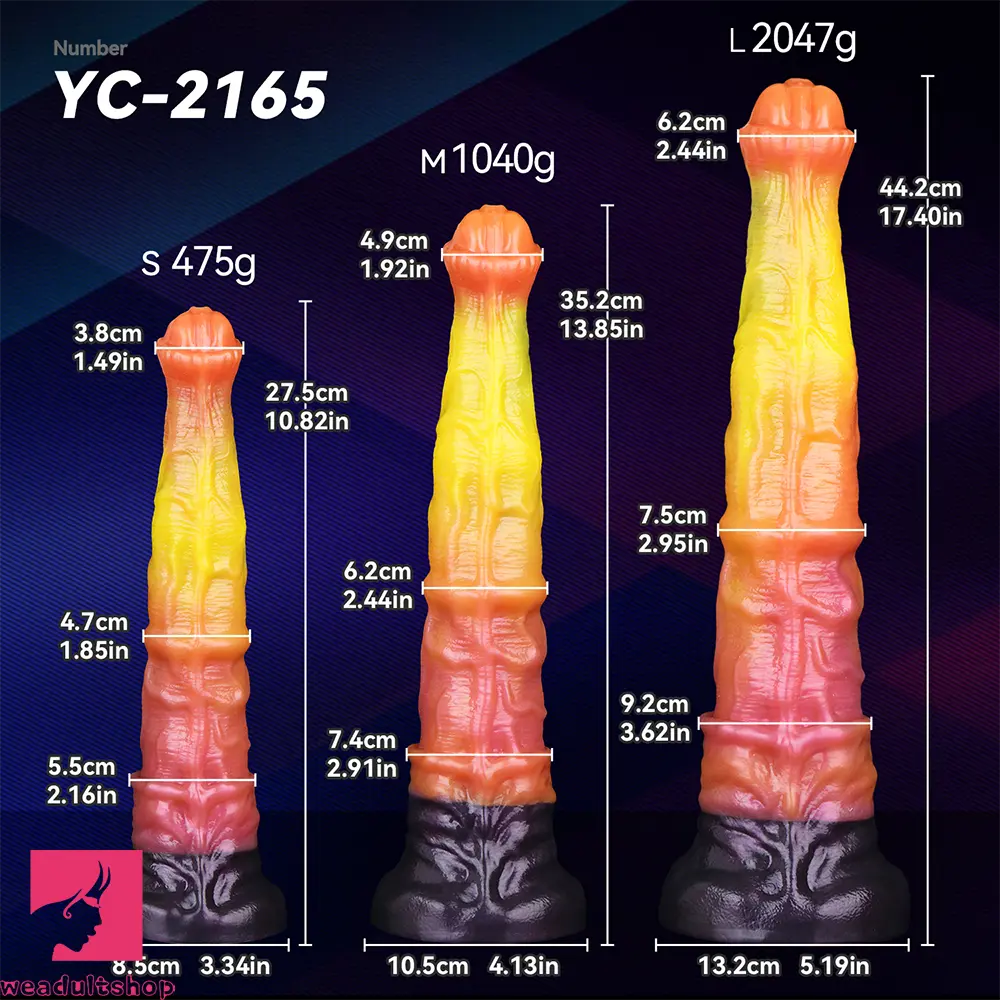 10.82in 13.85in 17.4in Dual Layer Silicone Horse Animal Huge Dildo Cock