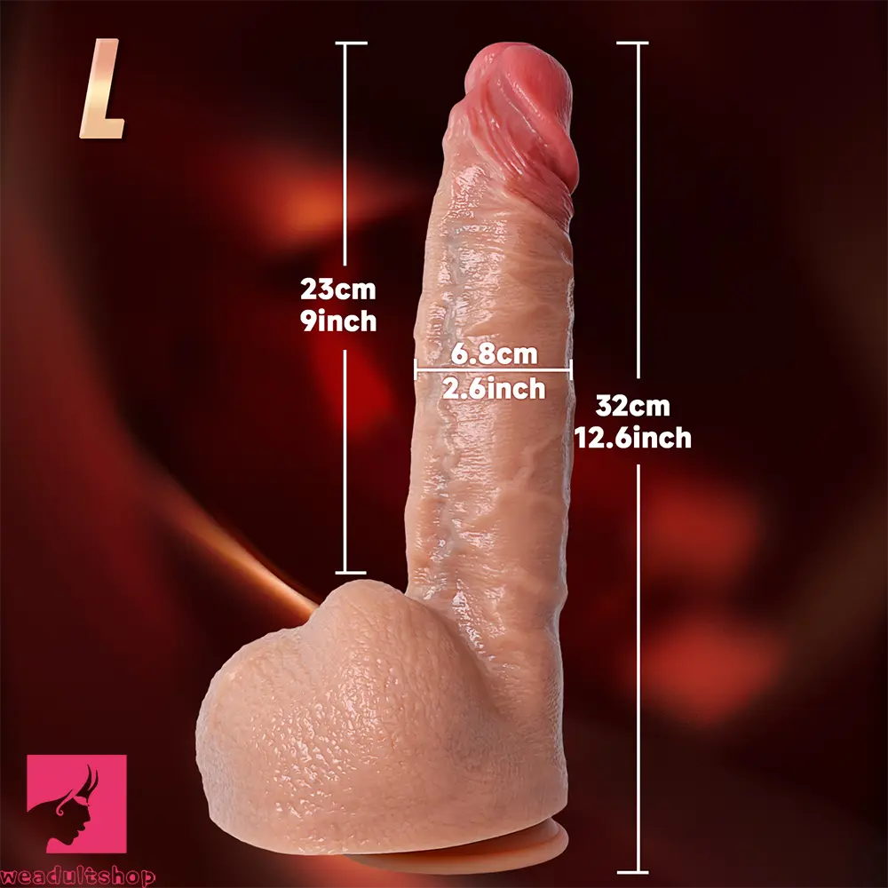 10.6in 12.6in Realistic Skin Texture Liquid Silicone Dildo Soft Penis Toy
