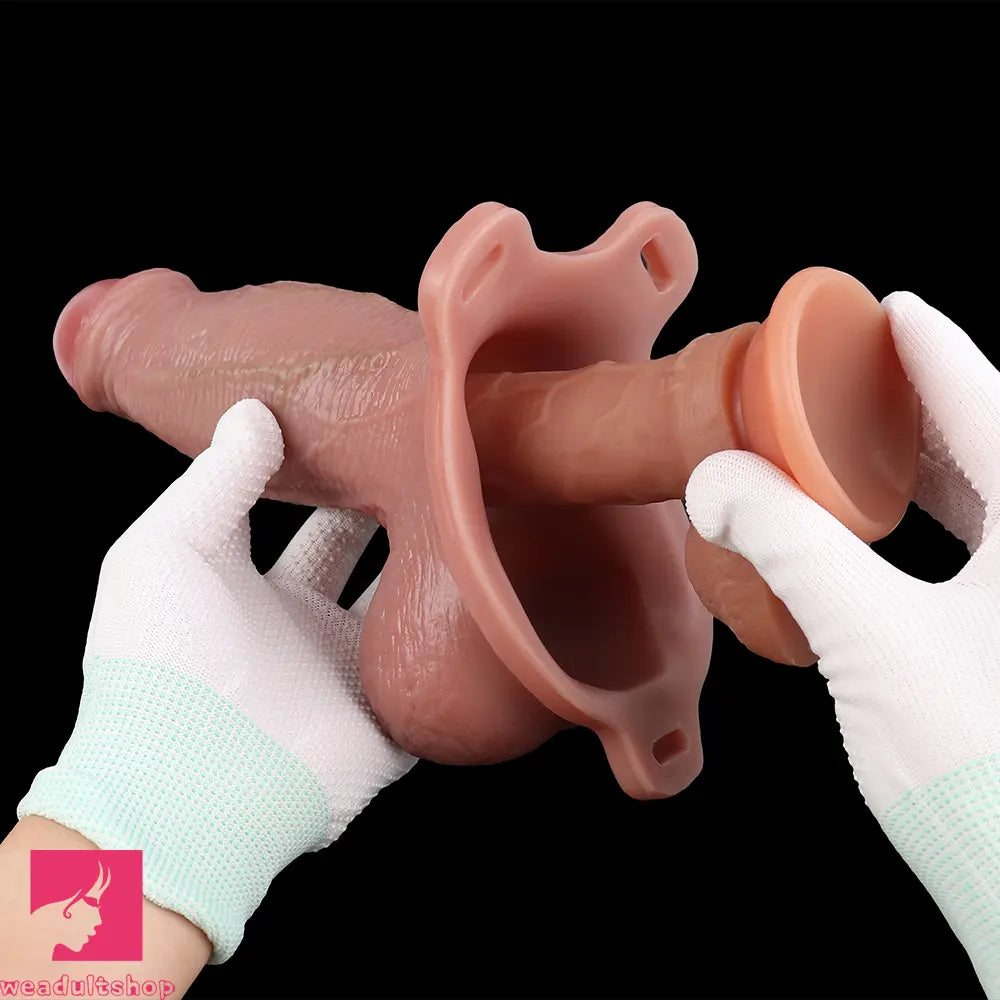 7.1in Hollow Strap on Real Uncut Dildo Adult Sex Toy For Women Cock