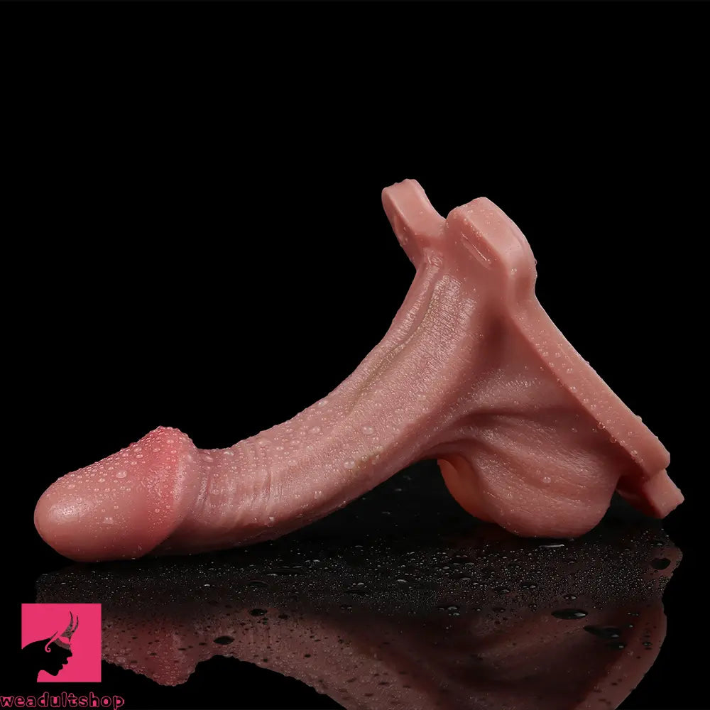 7.28in Hollow Strap on Real Dildo Flesh Tone Realistic Design Cock Toy