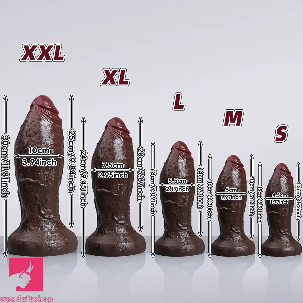 5.91in 6.3in 7.09in 9.45in 11.81in Big Ebony Thick Silicone Real Dildo
