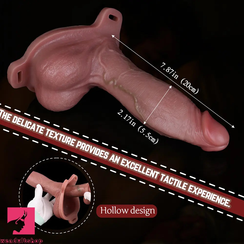 7.87in Hollow Strap on Real Dildo For Vagina G-Spot Orgasm Pleasure