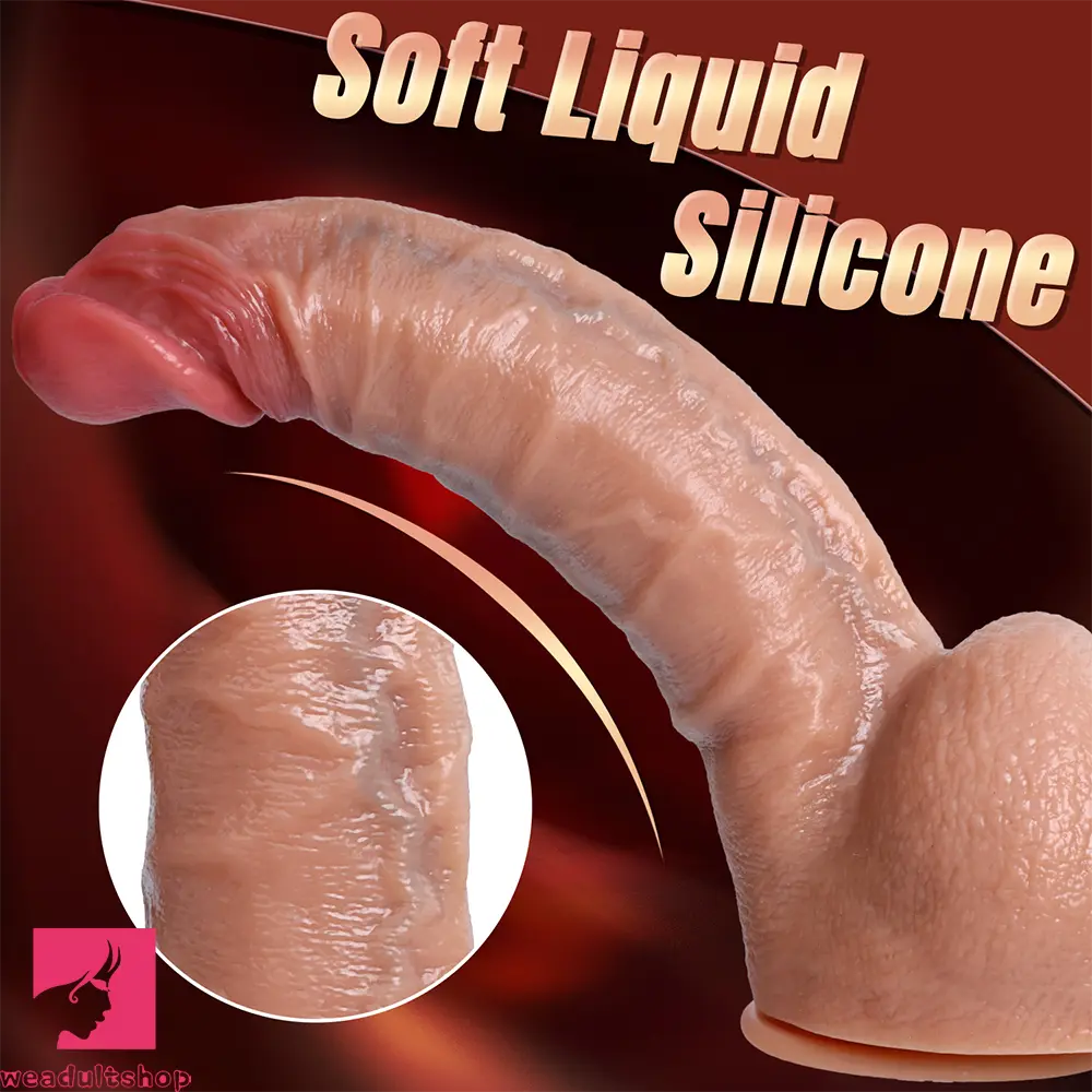 10.6in 12.6in Realistic Skin Texture Liquid Silicone Dildo Soft Penis Toy