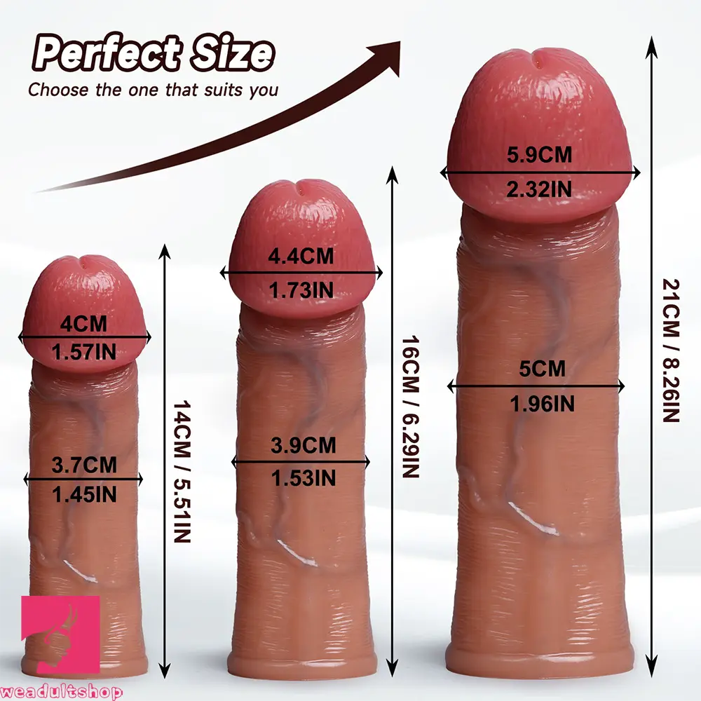 5.51in 6.29in 8.26in Male Silicone Dildo Cock Sleeve For G Spot Anal Sex