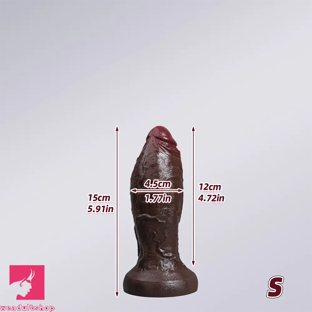5.91in 6.3in 7.09in 9.45in 11.81in Big Ebony Thick Silicone Real Dildo
