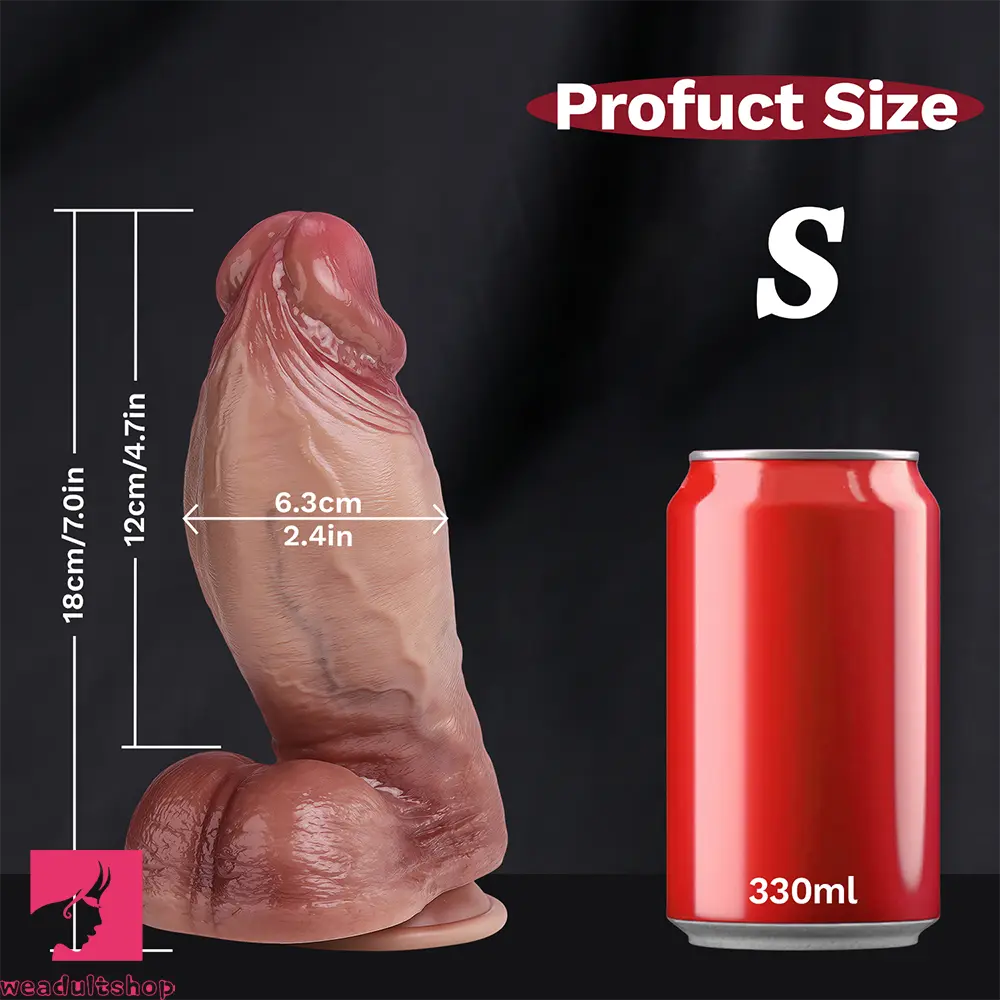 7in 8.6in 9.8in Protruding Cyan Veins Dildo With Winkkled Balls Thick Dildo