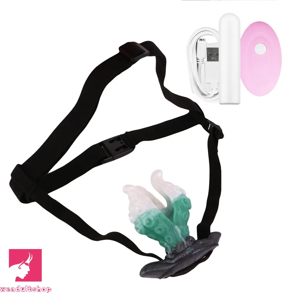 4.25in 5.15in 6.22in Odd Anchor Strap on Vibrating Mouth Gag Tentacle Dildo