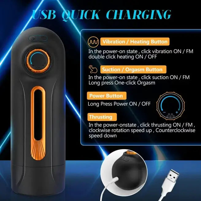 4in1 Thrusting Heating Vibrating Sucking Male Auto Masturbator