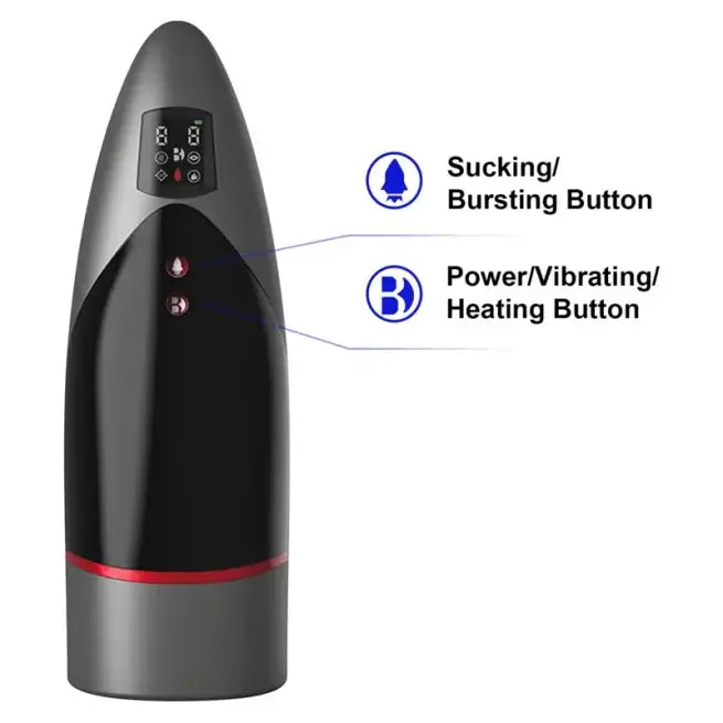 3D Voice Sucking Vibrating Masturbator With LED Display Heating Base