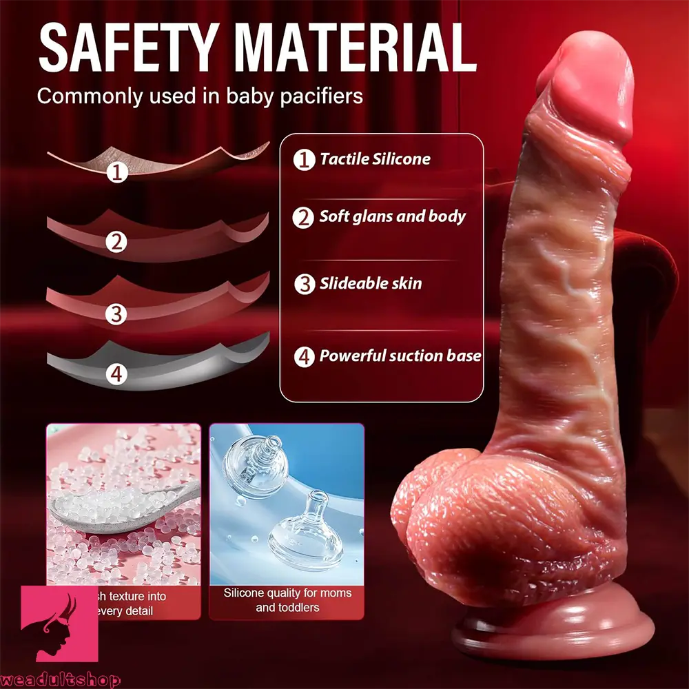 7.09in 8.46in Lifelike Foreskin Uncut Silicone Soft Sliding Skin Dildo Weadultshop