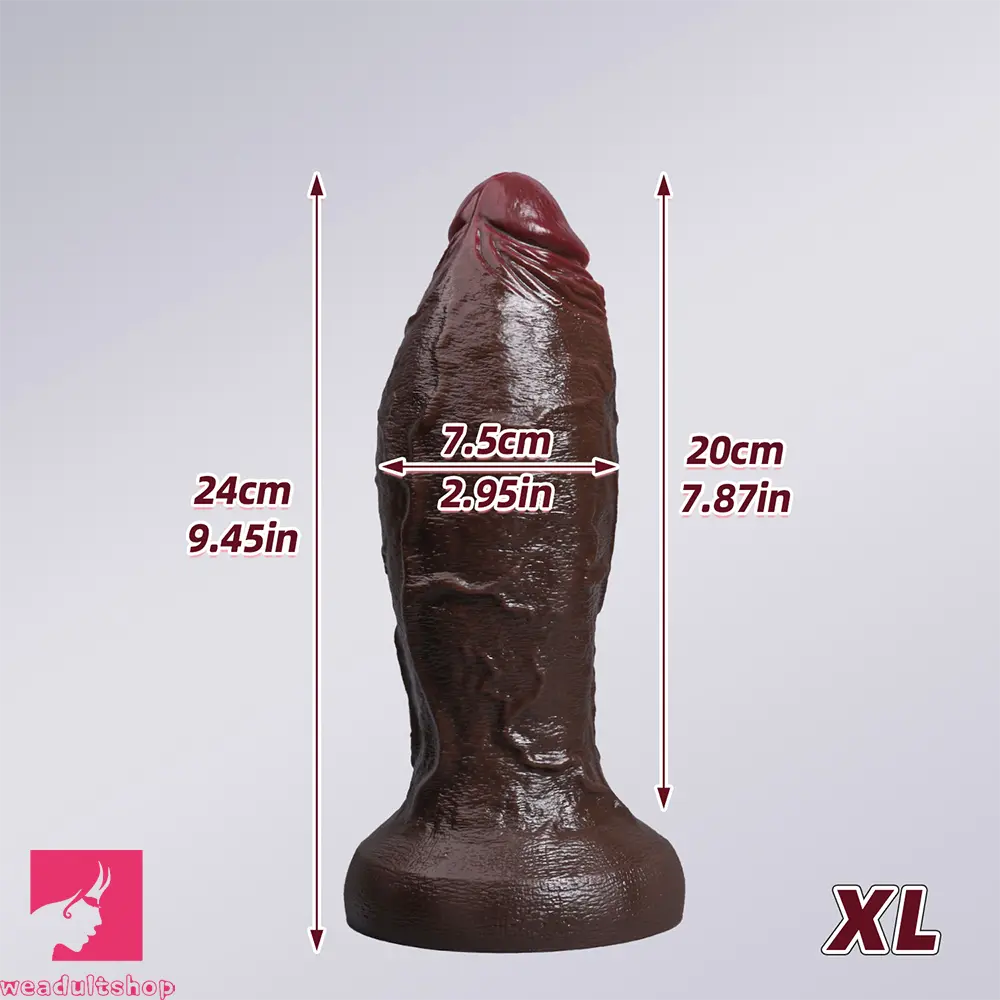 5.91in 6.3in 7.09in 9.45in 11.81in Big Ebony Thick Silicone Real Dildo