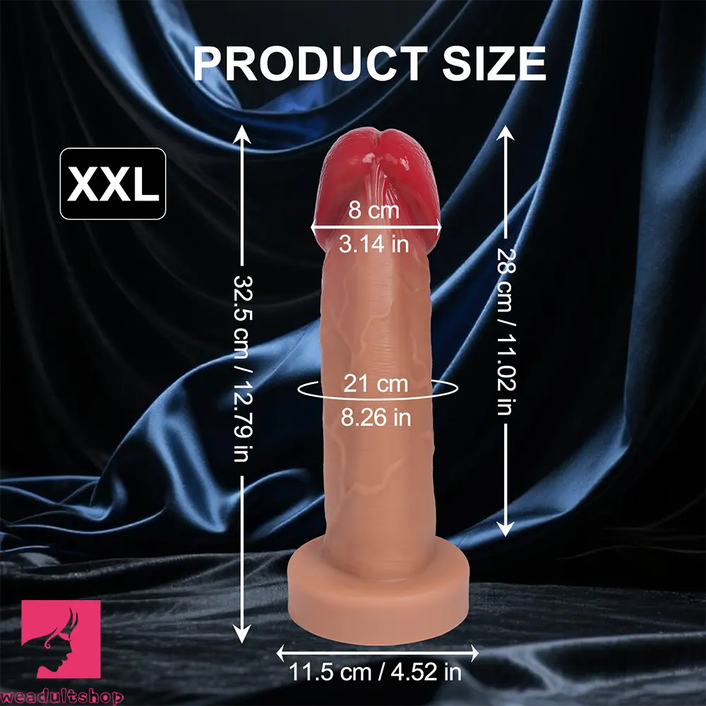 6.69in 8.26in 9.25in 10.62in 12.79in Mushroom Head Silicone Real Dildo